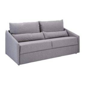 Canapé 3 places convertible express en tissu MAJESTY - Gris clair - Couchage lattes larges 140 cm - Matelas 18 cm