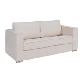 Canapé 3 places convertible express en tissu texturé beige - Couchage 140 cm -  Matelas 14 cm LORETO