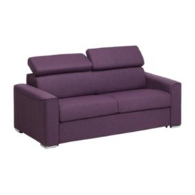 Canapé 3 places convertible express en tissu violet - couchage lattes larges 140 cm - Matelas 16 cm avec mémoire de forme VIZIR