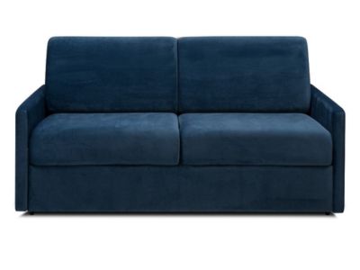 Canapé 3 places convertible express en velours bleu nuit - Couchage 140 cm - Matelas 14 cm CALIFE