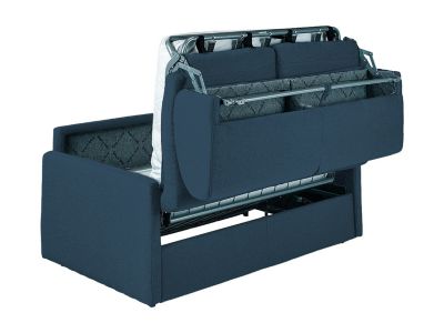 Canapé 3 places convertible express en velours bleu nuit - Couchage 140 cm - Matelas 14 cm CALIFE