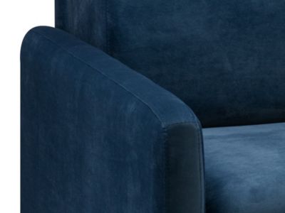 Canapé 3 places convertible express en velours bleu nuit - Couchage 140 cm - Matelas 14 cm CALIFE