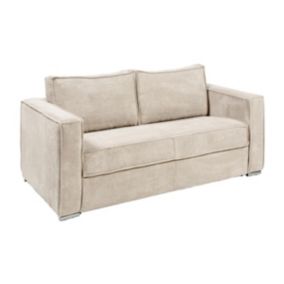 Canapé 3 places convertible express en velours côtelé beige - Couchage 140 cm - Matelas 14 cm LORETO