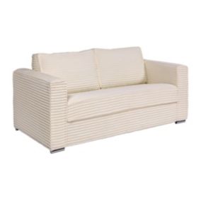 Canapé 3 places convertible express en velours côtelé grosses côtes beige - Couchage 140 cm - Matelas 14 cm LORETO