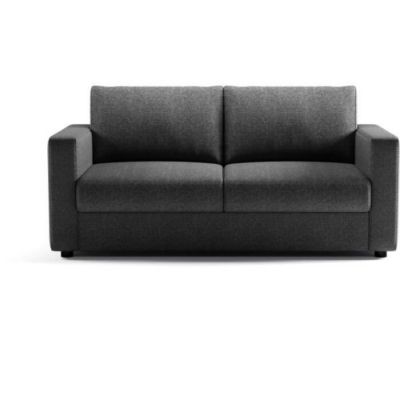 Canapé 3 places - Delta - Tissu Anthracite - Convertible semi-express matelas 13cm - 190 x 92 x 90 cm