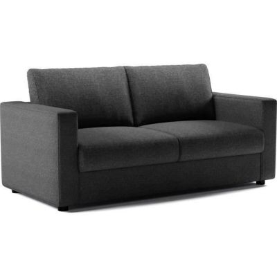 Canapé 3 places - Delta - Tissu Anthracite - Convertible semi-express matelas 13cm - 190 x 92 x 90 cm
