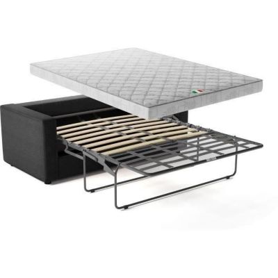 Canapé 3 places - Delta - Tissu Anthracite - Convertible semi-express matelas 13cm - 190 x 92 x 90 cm