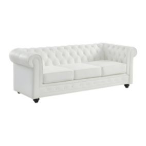 Canapé 3 places en cuir de buffle blanc CHESTERFIELD