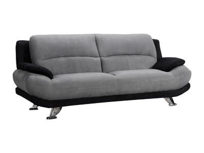 Canapé 3 places en microfibre MUSKO - Bicolore gris et noir