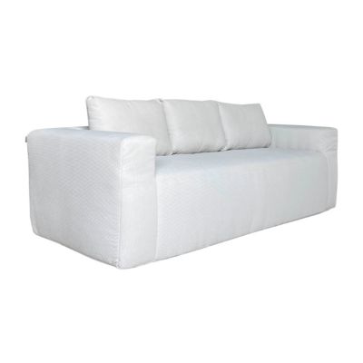 Canapé 3 places en tissu côtelé avec coussins écru L 200 cm  Oviala