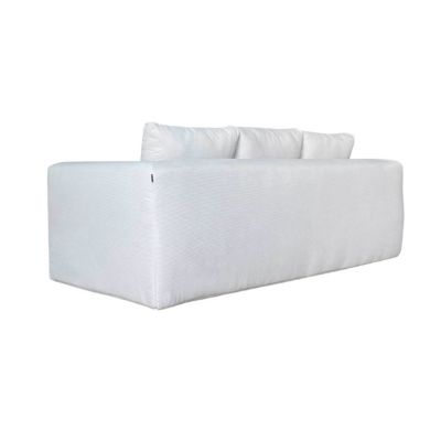 Canapé 3 places en tissu côtelé avec coussins écru L 200 cm  Oviala