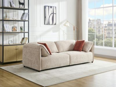 Canapé 3 places en tissu texturé beige LOUSOPA de Maison Céphy