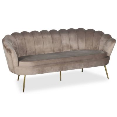 Canapé 3 Places en Velours "André" 181cm Taupe
