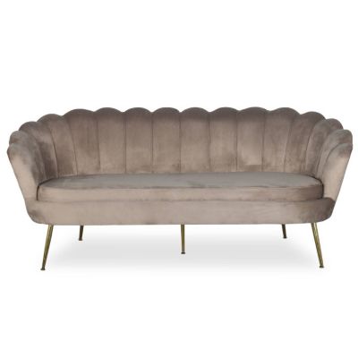 Canapé 3 Places en Velours "André" 181cm Taupe