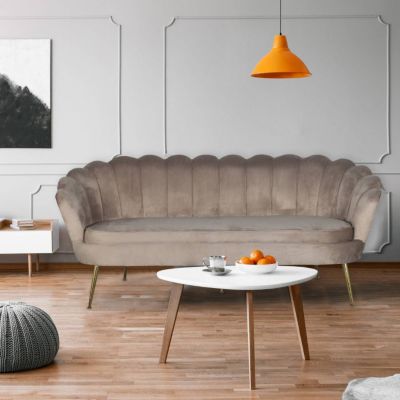 Canapé 3 Places en Velours "André" 181cm Taupe