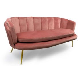 Canapé 3 Places en Velours "Dabren" 185cm Rose