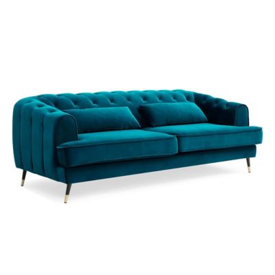 Canapé 3 Places en Velours "Glamour" 198cm Bleu