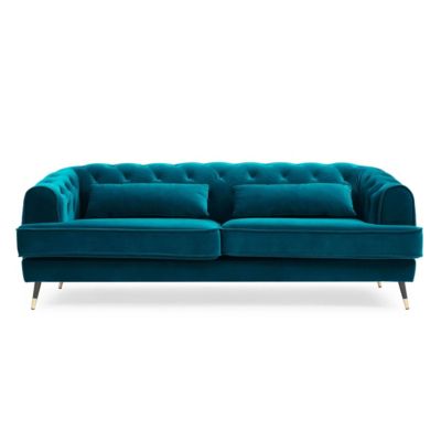 Canapé 3 Places en Velours "Glamour" 198cm Bleu