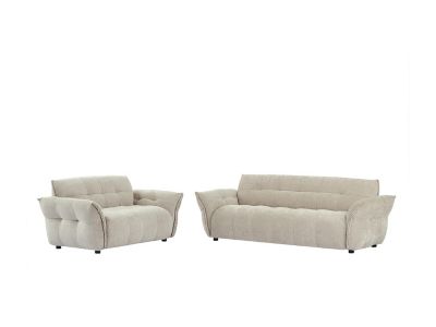 Canapé 3 places et 2 places en tissu chiné beige NAPIZO
