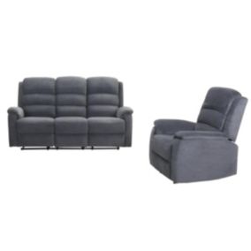 Canapé 3 places et fauteuil relax électrique en tissu anthracite NEVERS