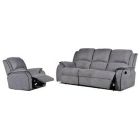 Canapé 3 places et un fauteuil relax en microfibre HERNANI - Gris