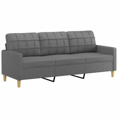Canapé à 3 places Gris foncé 180 cm Tissu vidaXL