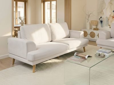 Canapé 3 places KILDAL Tissu Beige clair