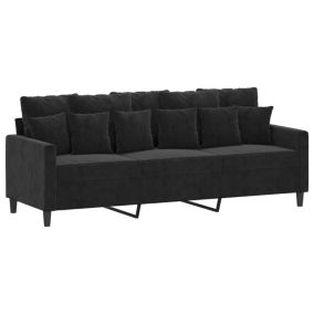 Canapé à 3 places Noir 180 cm Velours vidaXL