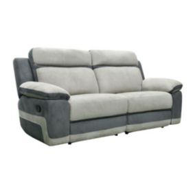 Canapé 3 places relax en microfibre gris clair et bandes anthracites TALCA