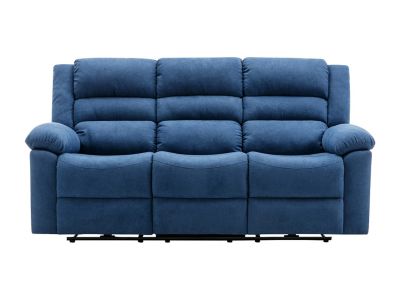 Canapé 3 places relax électrique en tissu bleu BUROLO