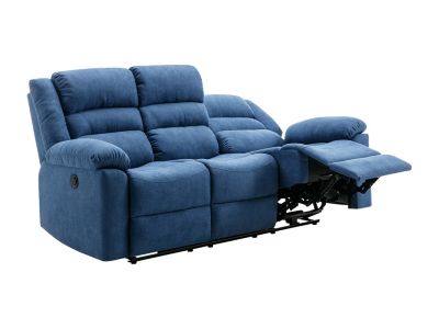 Canapé 3 places relax électrique en tissu bleu BUROLO