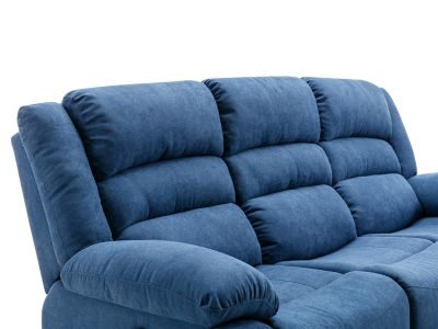 Canapé 3 places relax électrique en tissu bleu BUROLO