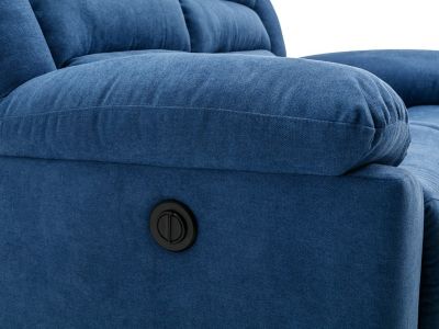 Canapé 3 places relax électrique en tissu bleu BUROLO