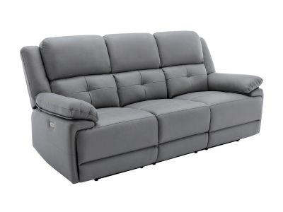 Canapé 3 places relax électrique en tissu gris DOLENE