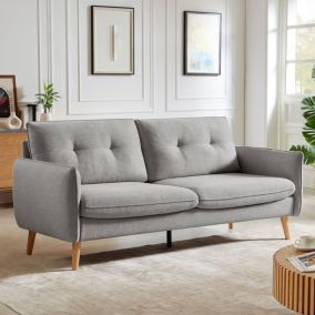 Canapé 3 places scandinave CHLOÉ tissu gris clair