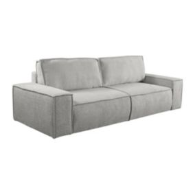 Canapé 4 places convertible en tissu bouclette gris AMELIA