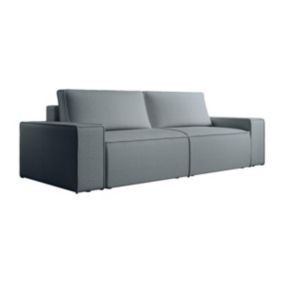 Canapé 4 places convertible en tissu texturé bleu AMELIA