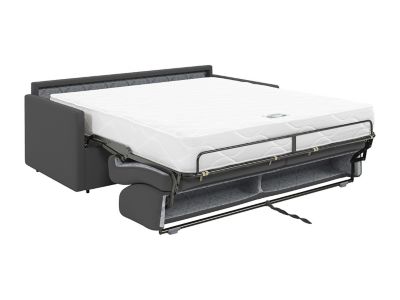 Canapé 4 places  convertible express en tissu gris - Couchage 160 cm - Matelas 22 cm avec mémoire de forme CALIFE