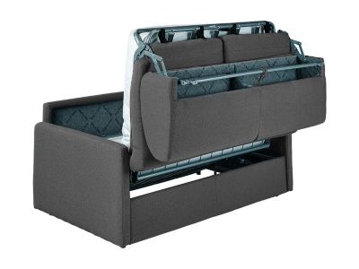 Canapé 4 places  convertible express en tissu gris - Couchage 160 cm - Matelas 22 cm avec mémoire de forme CALIFE