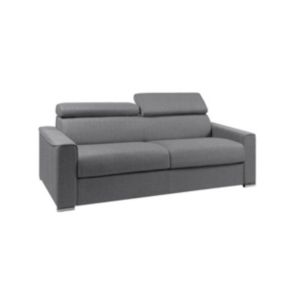 Canapé 4 places convertible express en tissu gris - couchage 160 cm - Matelas 22 cm avec mémoire de forme VIZIR