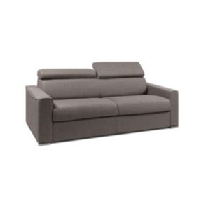 Canapé 4 places convertible express en tissu gris - couchage lattes larges 160 cm - Matelas 22 cm avec mémoire de forme VIZIR