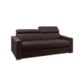 Canapé 4 places convertible express en tissu marron - couchage lattes larges 160 cm - Matelas 22 cm avec mémoire de forme VIZIR