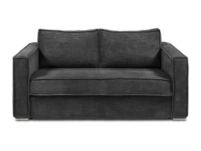 Canapé 4 places convertible express en velours côtelé gris anthracite - Couchage à lattes larges 160 cm - Matelas 18 cm LORETO