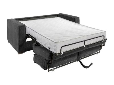 Canapé 4 places convertible express en velours côtelé gris anthracite - Couchage à lattes larges 160 cm - Matelas 18 cm LORETO