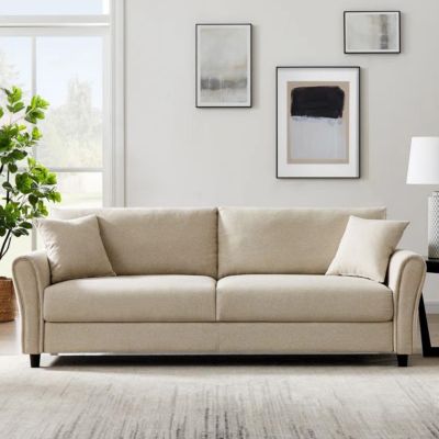 Canapé 4 places en tissu beige LUCERNE