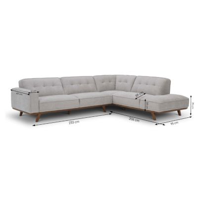 Canapé angle design en tissu gris 5-6 places YORK