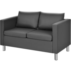 Canapé angle Sofa de Salon Spacieux en Simicuir avec Accoudoirs Coussins et Pieds en Métal Ergonomique Nortique