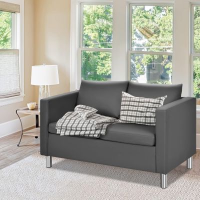 Canapé angle Sofa de Salon Spacieux en Simicuir avec Accoudoirs Coussins et Pieds en Métal Ergonomique Nortique