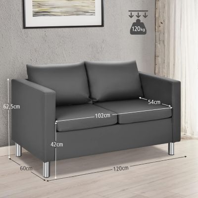 Canapé angle Sofa de Salon Spacieux en Simicuir avec Accoudoirs Coussins et Pieds en Métal Ergonomique Nortique