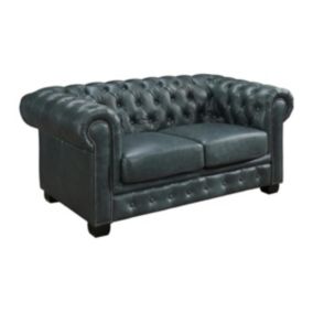 Canapé chesterfield 2 places BRENTON 100% cuir de buffle premium - Vert de gris